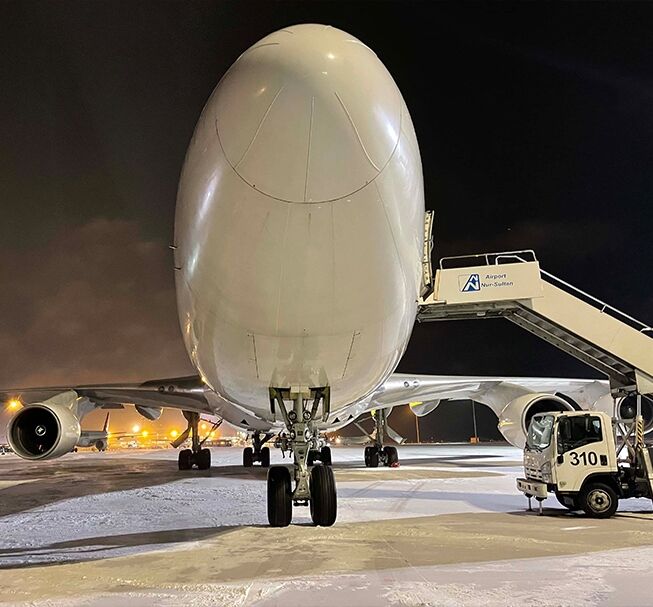 Aircraft at night on the tarmac