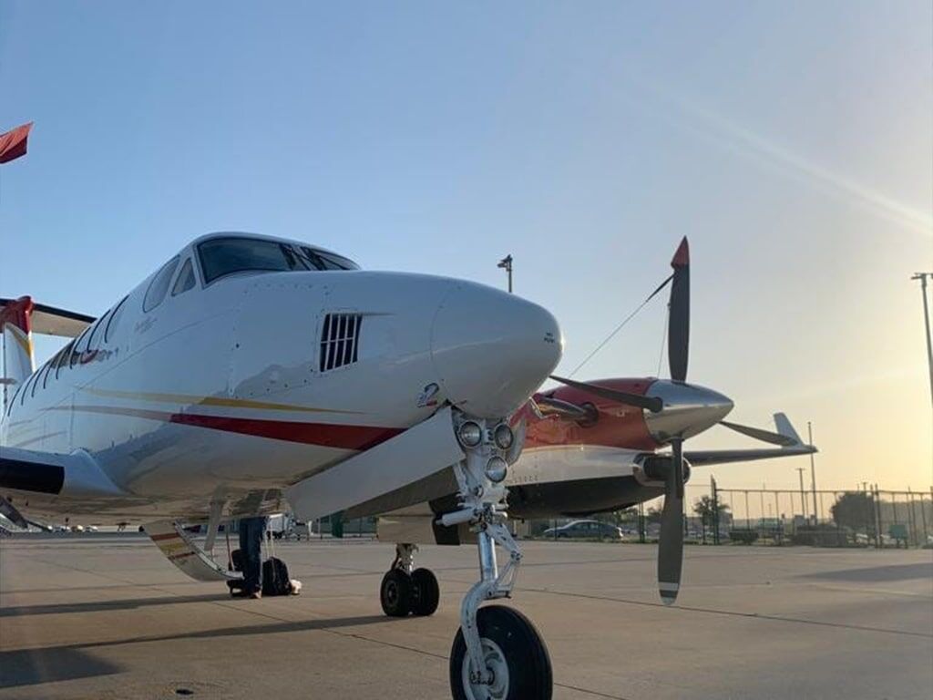 Close-up view of a cockpit and rotor