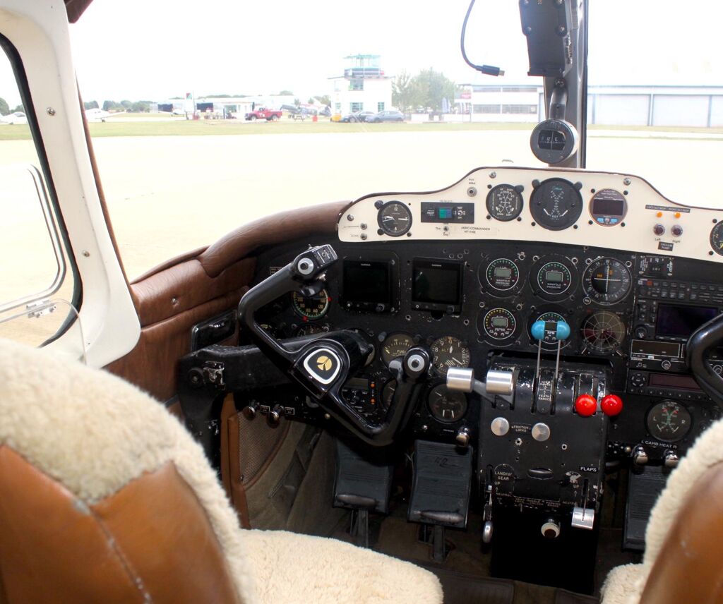 1959 Aero Commander 500A N711NE cockpit instrument panel and flight controls