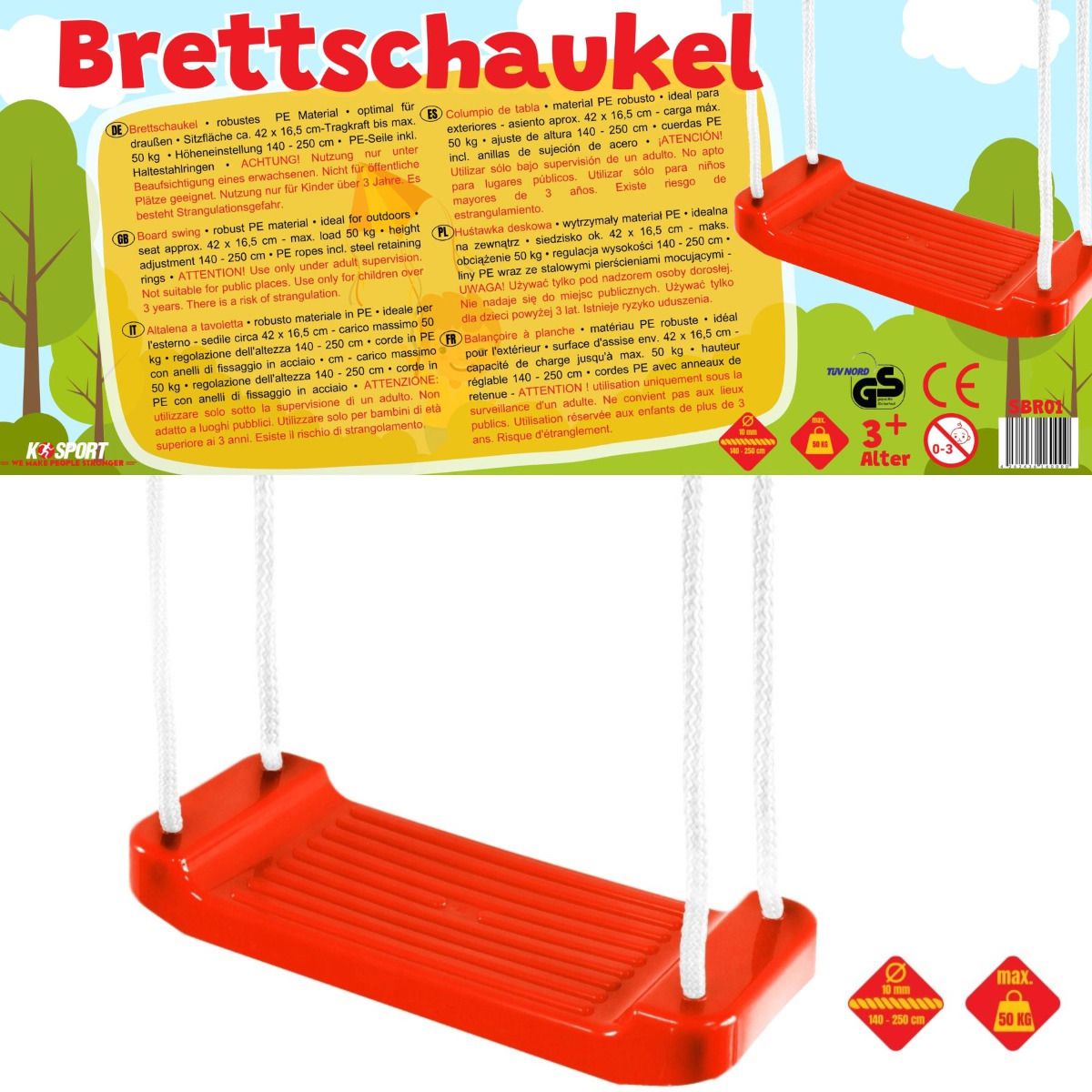 Brettschaukel in Rot