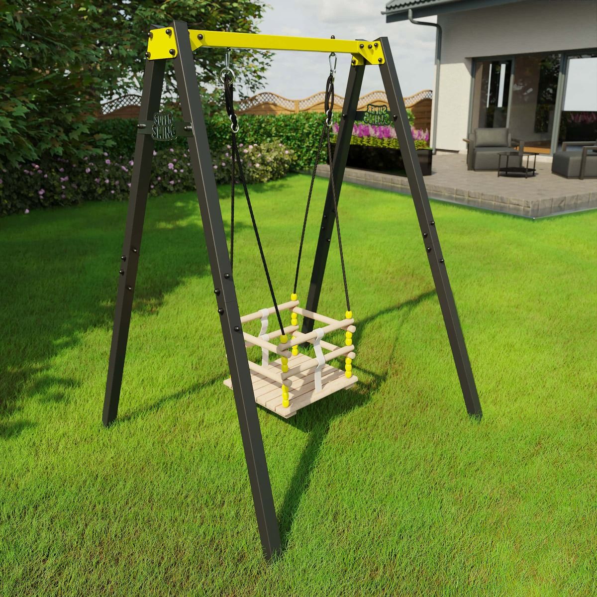 Schaukelgestell Metall mit Gitterschaukel
