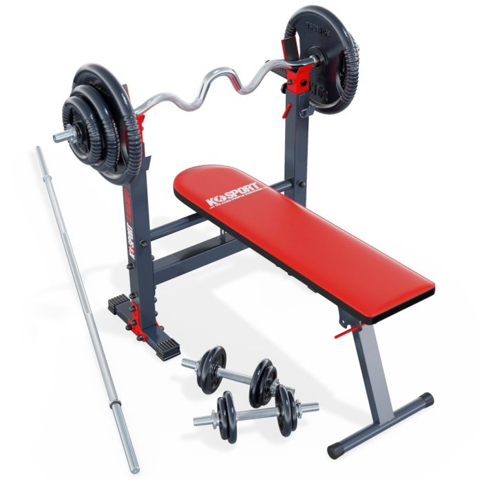 Bench and barbell set deals